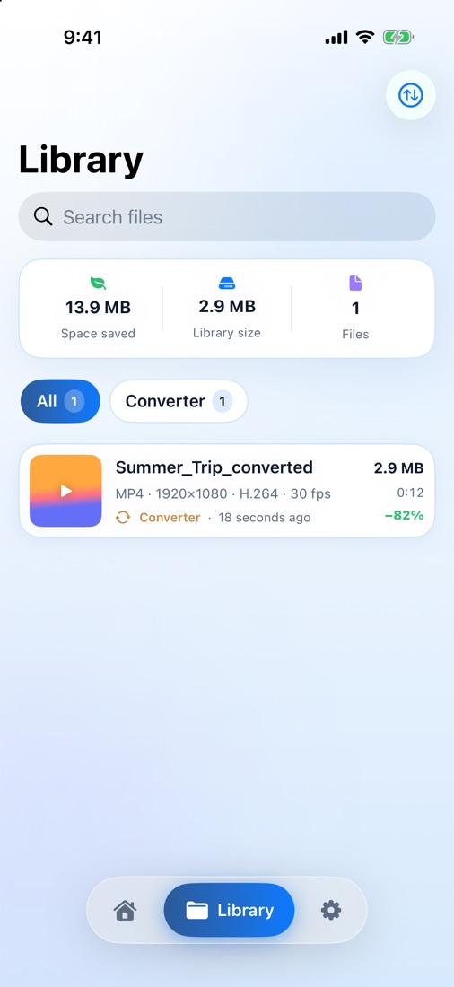 Library showing space saved